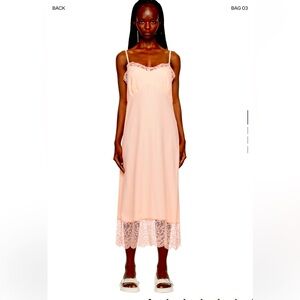 Simone Rocha pink silk scalloped slip midi dress size UK 10/ US 6